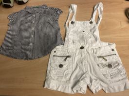 Sommer Set: Benetton Bluse + Trägershorts, Gr.92