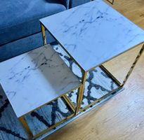 Elegantes Beistelltisch-Set Alisma – Weiss/Gold – 2er-Set