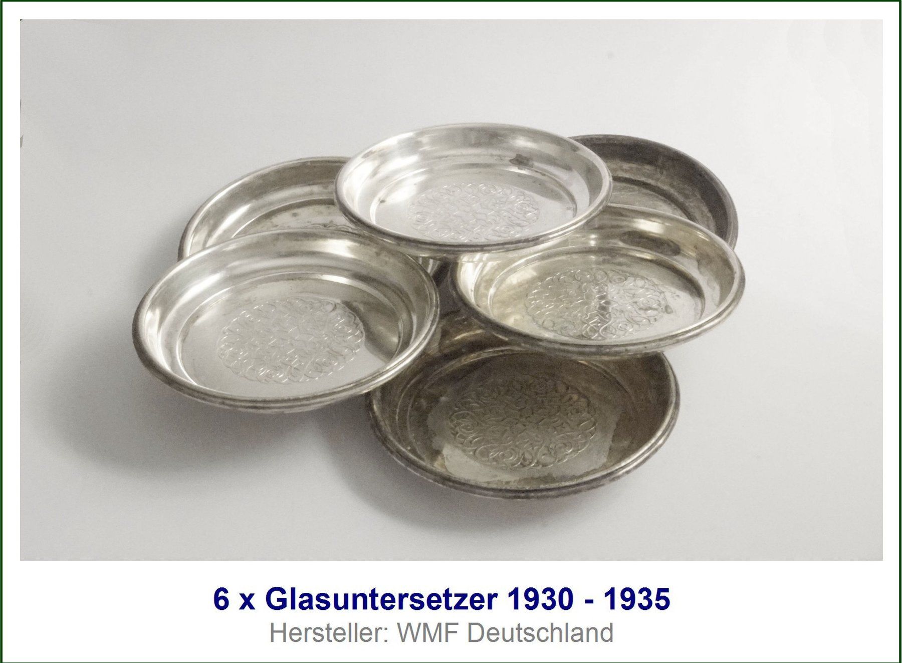 Sottobicchieri: 6 x Glasuntersetzer versilbert 1930 - 1935 – Usato da Flamatt venduto da samowarow