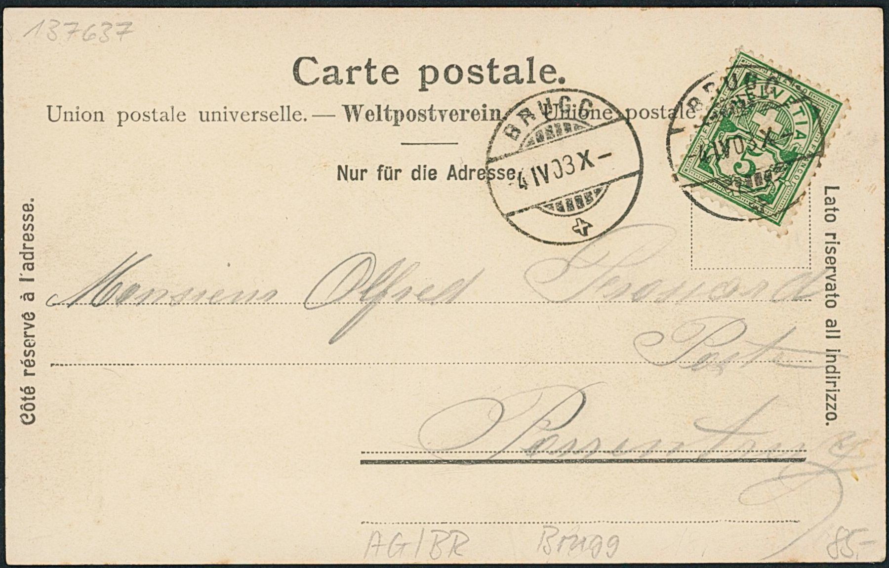 Cartoline postali: AG Brugg – Usato da Schindellegi venduto da leecollect 1
