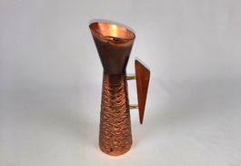 Vintage Kupfervase 50er Jahre mit Holzhenkel