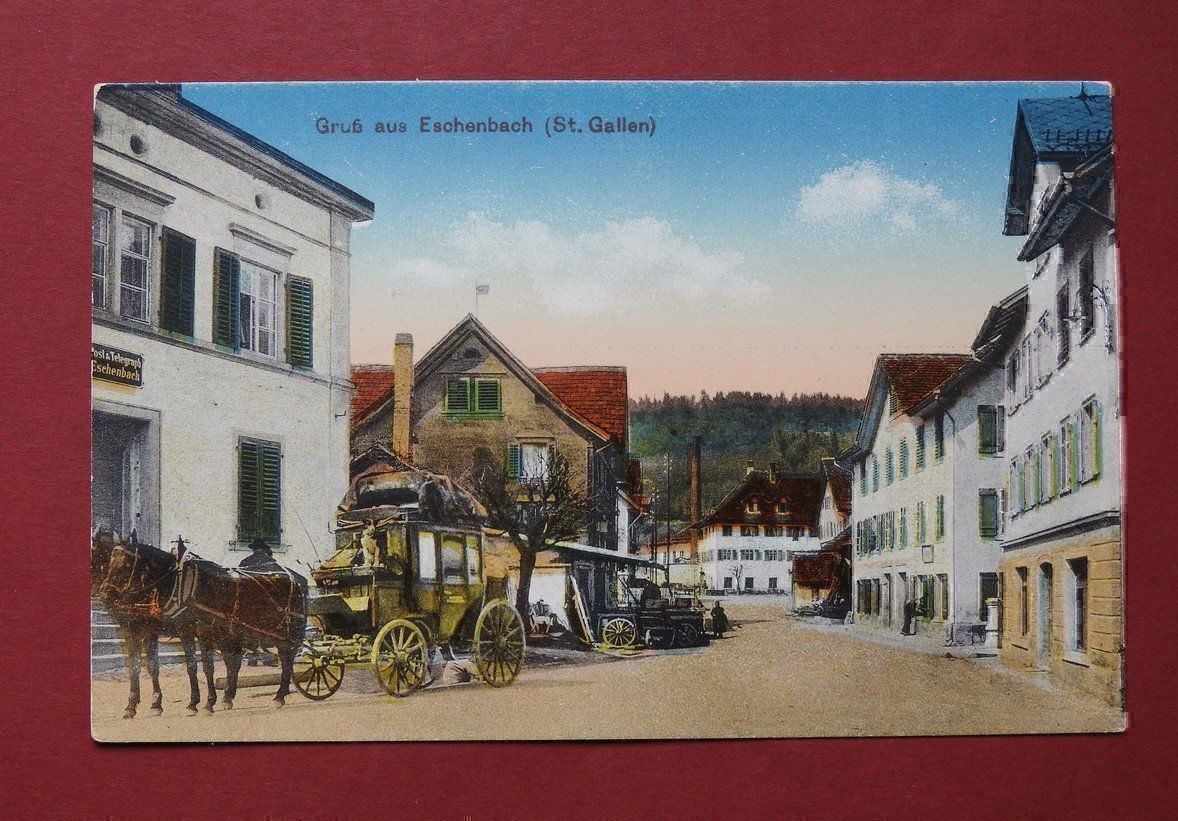 Cartoline postali: Gruss aus Eschenbach mit Postkutsche ! – Usato da Rain venduto da 999-800-K