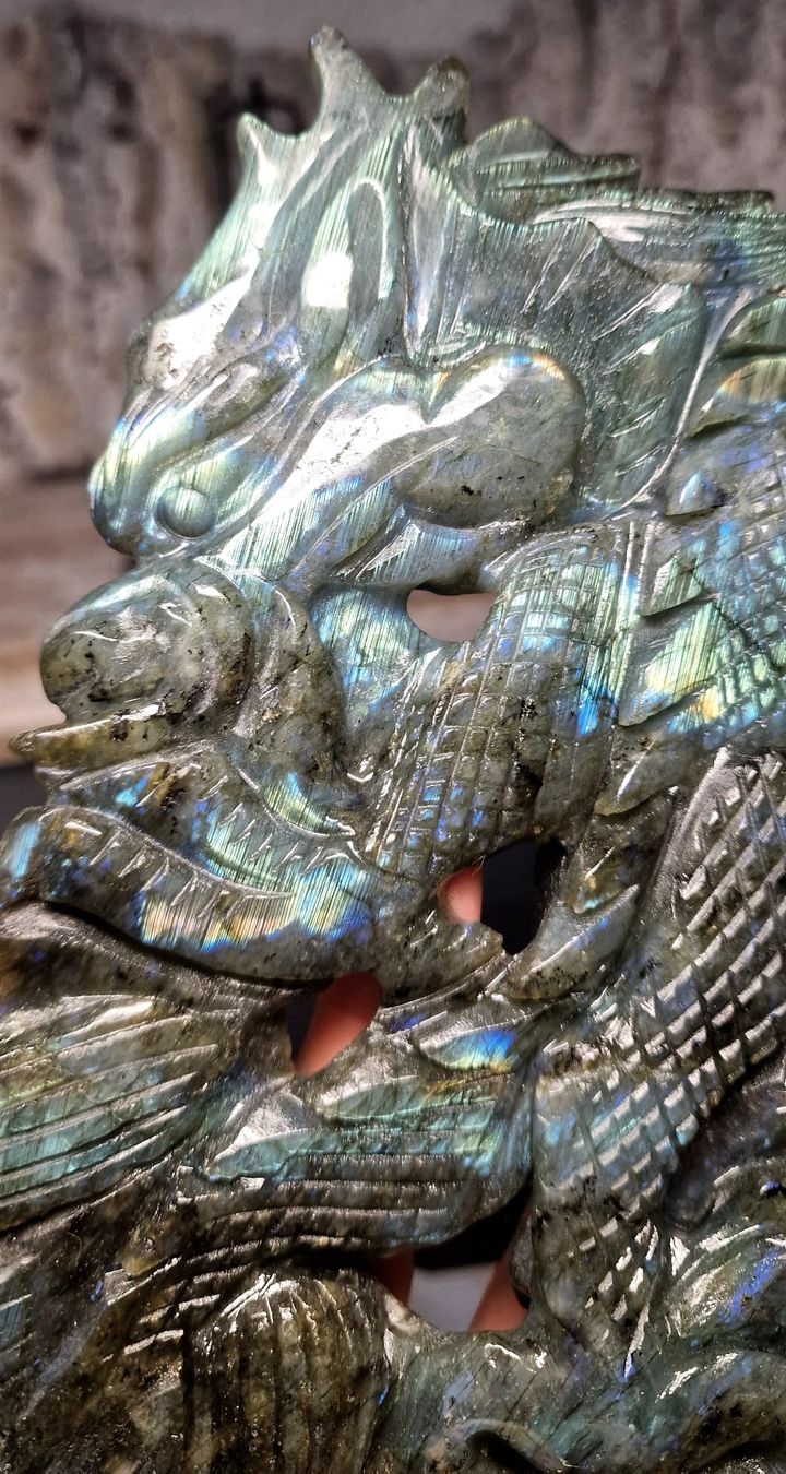 Minerali & Pietre curative: Hochwertiger chinesischer Drache aus Labradorit – Nuovo (secondo la descrizione) da Matzingen venduto da Shay_Crystalz 7