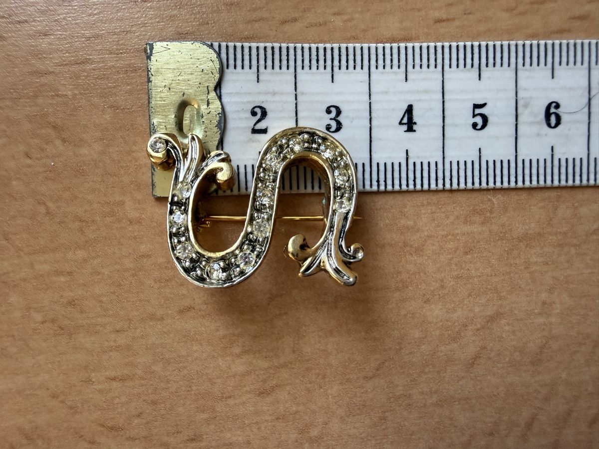 Broches & Aiguilles: Vintage-Brosche mit Initiale S goldfarben mit Strass. – D'occasion à Lamone par LaCantinaMagica 3
