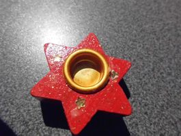 Kerzenständer Stern rot/goldig, klein