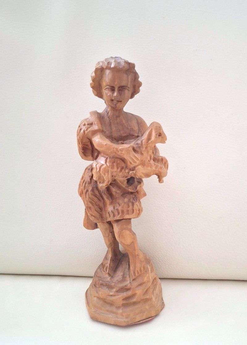 Statuette: Figur Schäfer/Hirte mit Lamm, handgeschnitzt, vintage – Usato da Weggis venduto da daisyflower 4