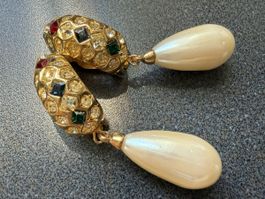 ✨Vintage Ohrringe mit Perlen und Strasssteinen Clips
