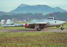 Postcard Swiss AF DH-100 Vampire Mk.6