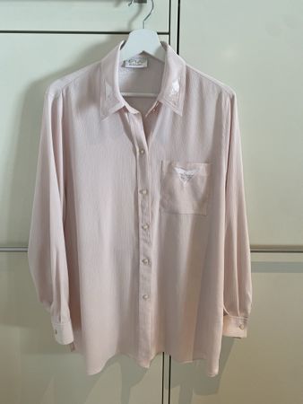 Elegante Damenbluse mit Stickerei – Altrosa – Gr. 40