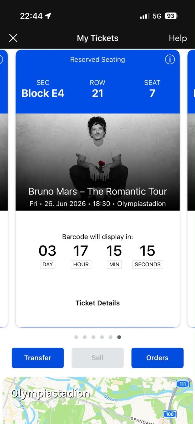 Biglietti: Bruno Mars Ticket 2x in Berlin – Usato da Zürich venduto da Jxltn