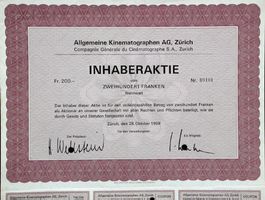 Allgemeine Kinomatographen AG Zürich - 1969