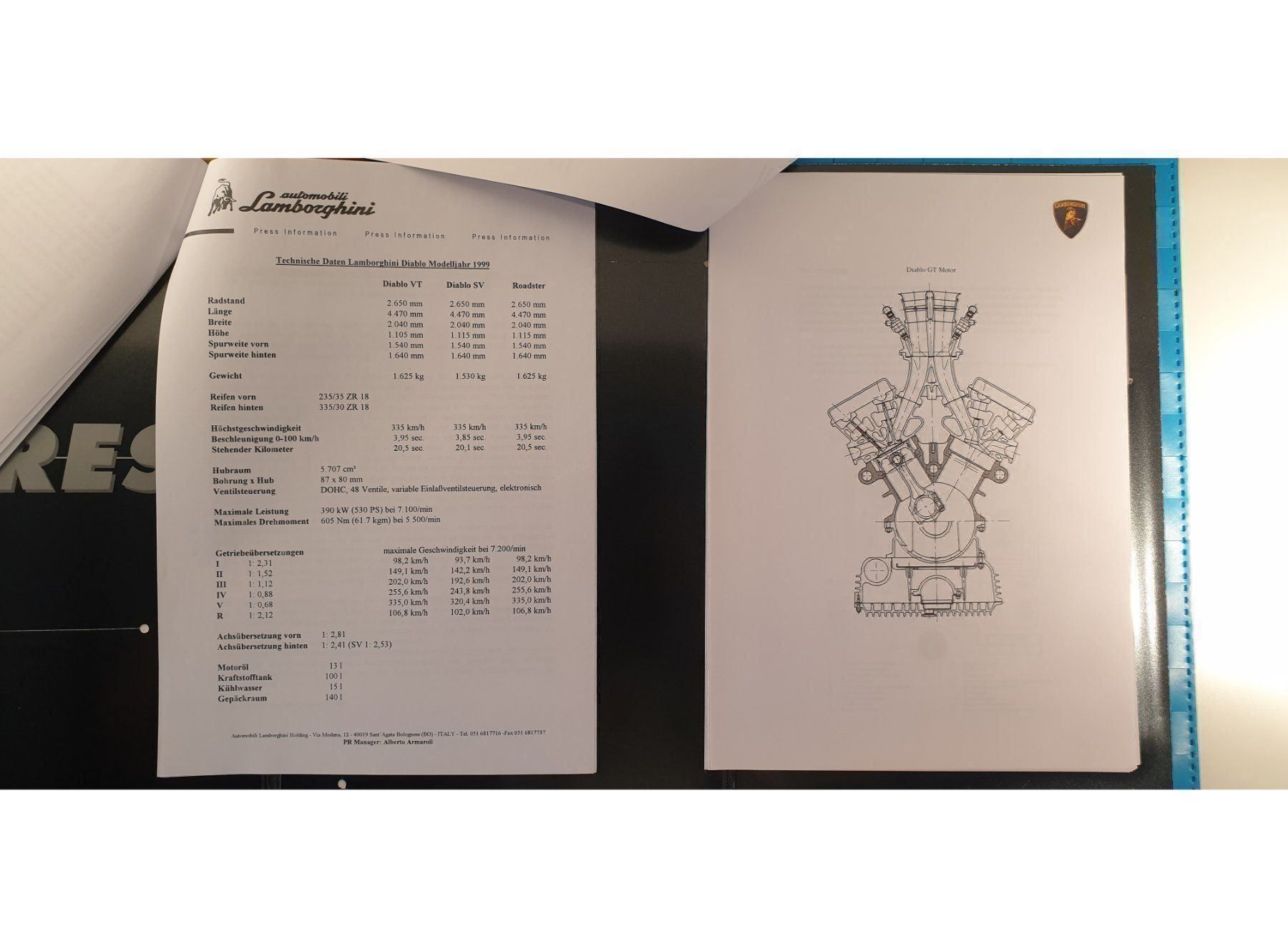 Riviste & Magazine: LAMBORGHINI DIABLO SV / GT - Pressemappe / Prospekt – Usato da Viganello venduto da CARLiteratur 8