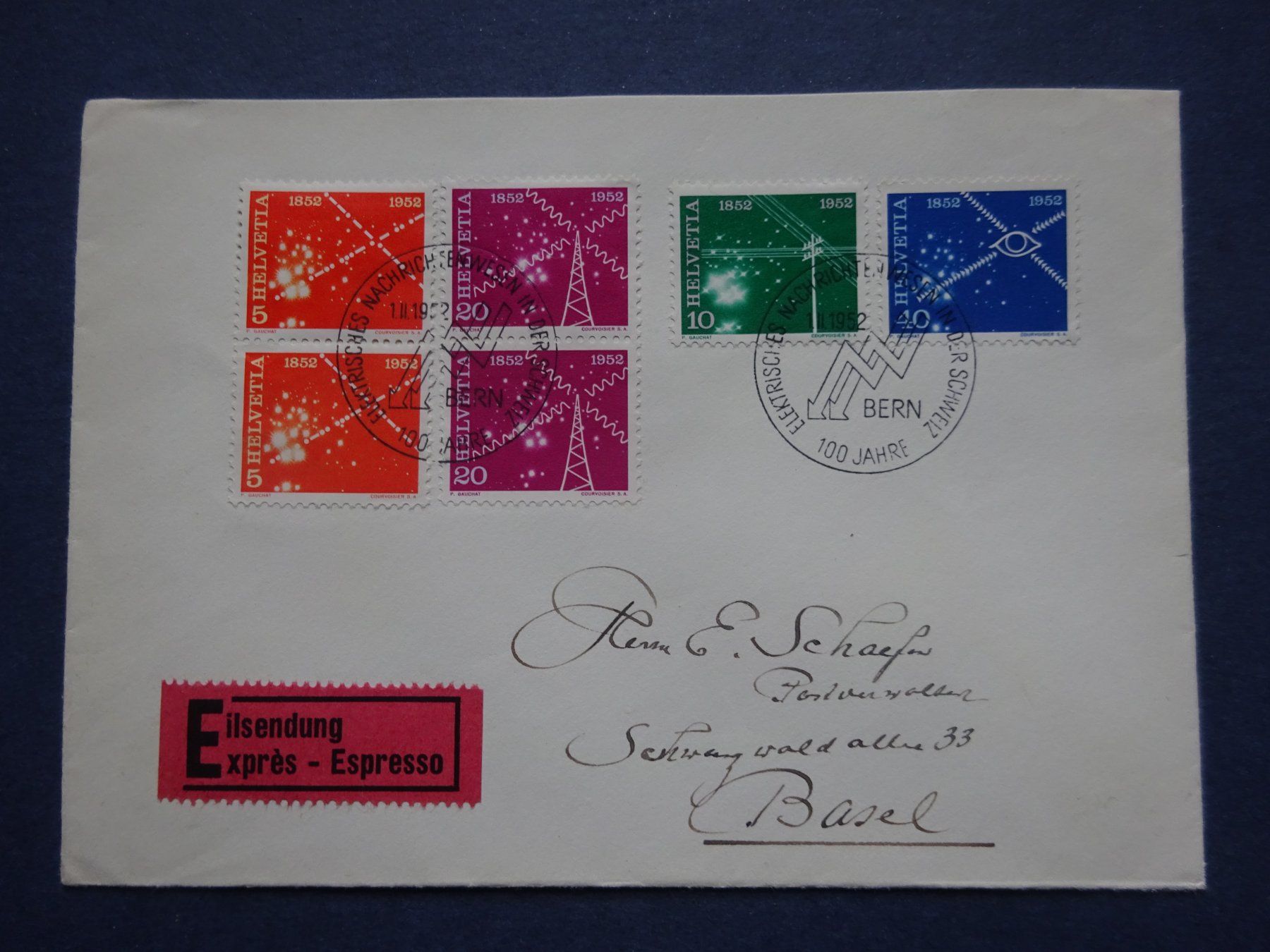 Tutti i francobolli: 1952  Z-Nr. 309 - 312 FDC – Usato da Appenzell-Steinegg venduto da adi1975 1