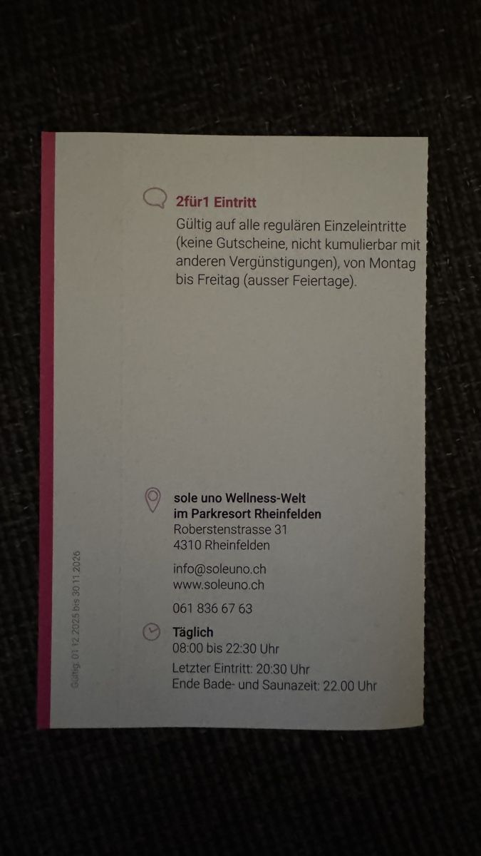 Buoni: 2für1 Eintritt sole uno Wellness-Welt – Nuovo (secondo la descrizione) da Ottenbach venduto da Mani769 1