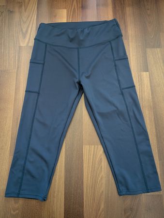 Damen Capri-Sportleggings Gr. XL dunkelblau mit 2 Handytasch