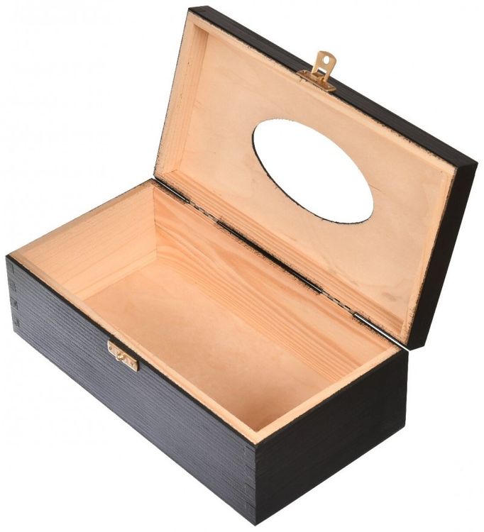 Taschentuch Box Aus Holz Schwarz Mit Gravur