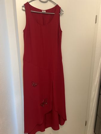 Rotes Sommerkleid mit Schmetterlingen, Grösse 40, Neu!