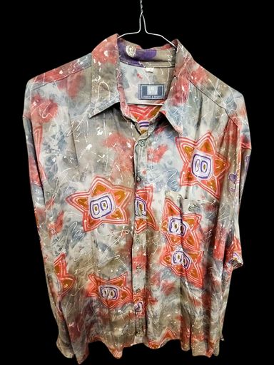 Camicette: Vintage Button-Down-Hemd mit Sternmuster und Nummer-8-Design – Usato da Zug venduto da vinokilo 1