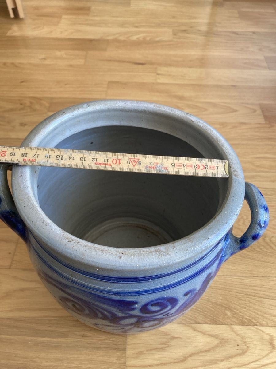 Pentole: Rustikale Steingut Vase/Übertopf mit blauem Deko – Usato da Staad SG venduto da gab_7dr9 1