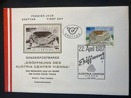 Österreich 1987 illustr. FDC Eröffnung Austria Center Vienna