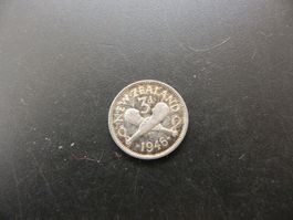 Neuseeland 3 Pence 1946 Silber