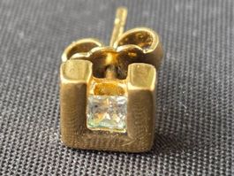 Boucle d'oreille plaqué  or jaune 10 mi.avec pierre facettés