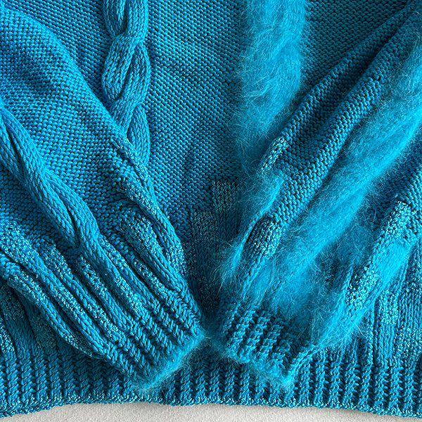 Pullover & Sweatshirts: PETROL | Handgestrickter Pullover S | Strickpulli Zopfmuster – Gebraucht aus Engelburg von Rmueller 7