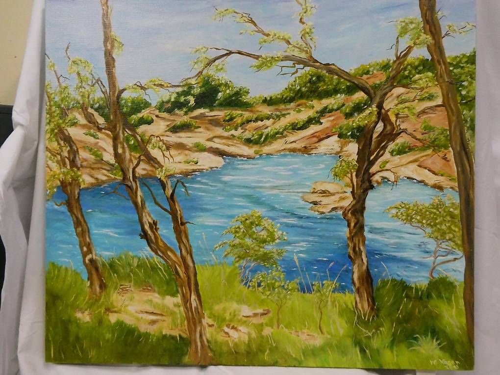 Foto & Immagini: Acrylbild Meeresbucht mit Bäumen – Usato da Uznach venduto da gartenri