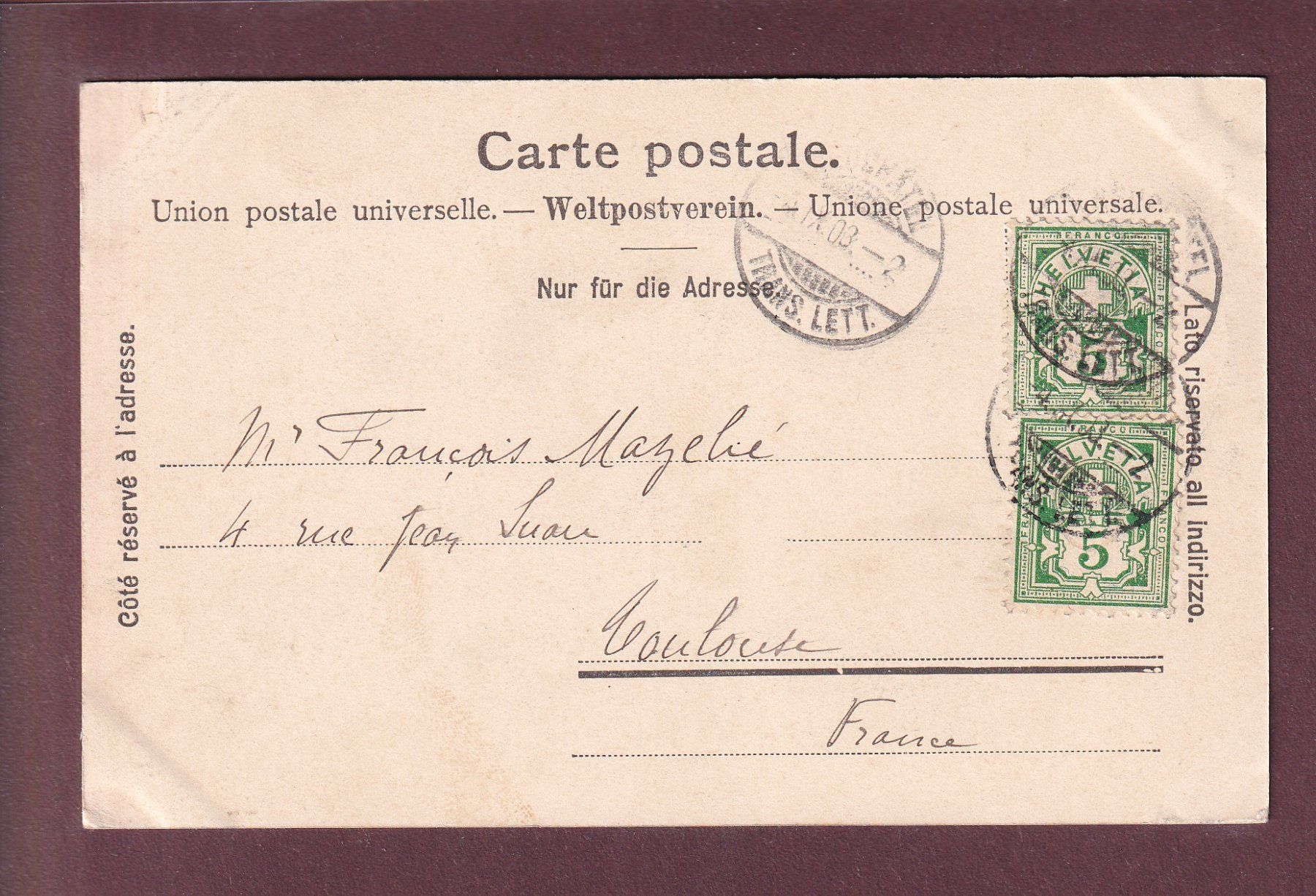 Cartoline postali: NEUCHÂTEL - Porte du Château - 1903 – Usato da Pully venduto da nicecards 1