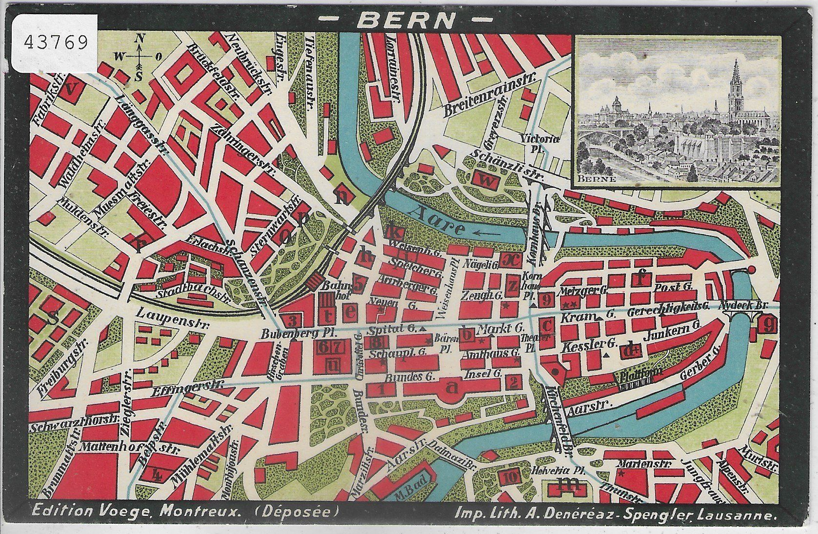 Cartoline postali: Stadtplan der Stadt Bern - Litho – Usato da Ettingen venduto da Kartenplanet