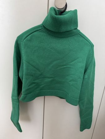Col roulé crop top Zara vert, taille M