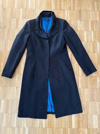Mantel, matt-schwarz mit blauem Futter, More&More, Gr.36