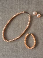Vintage Perlen Schmuckset – Halskette, Armband & Ohrclips