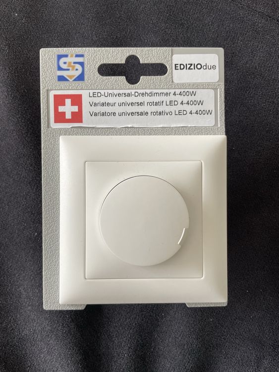 Universal LED Dimmer Drehregler – 0-10V, Phasenabschnitt, Weiß, Für Dimmbare LED-/Halogenlampen, Mit Ein-/Ausschalter