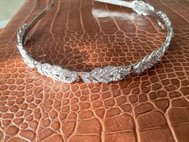 Haarband mit Blättern und glitzernden Strasssteinen NEU
