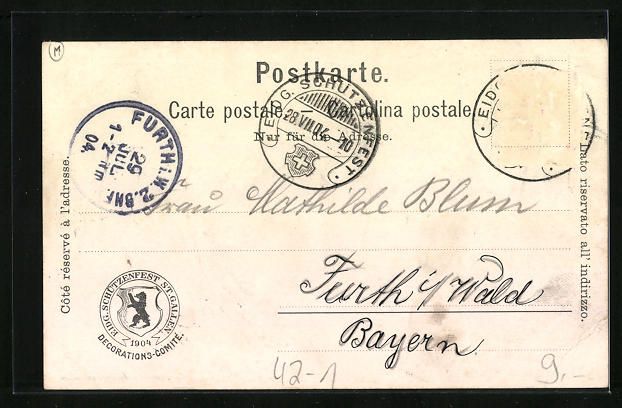 Cartoline postali: St. Gallen, Eidgenössisches Schützenfe – Usato da Berlin venduto da bartko-reher 1