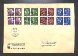 1948 FDC Viererblöcke Pro Juventute "Deutsch" PTT GENERALDIR