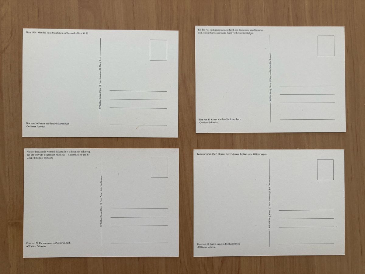 Cartoline postali: 4 Postkarten Oldtimer Rennsport Schweiz  – Nuovo (secondo la descrizione) da Schüpfheim venduto da Seerose80 5