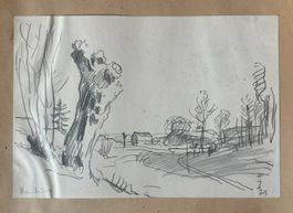 Fritz Bernhard "Mendrisio Tessin“ Bleistiftzeichnung