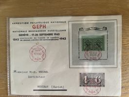 1943 Ausstellung Genf Block auf Brief