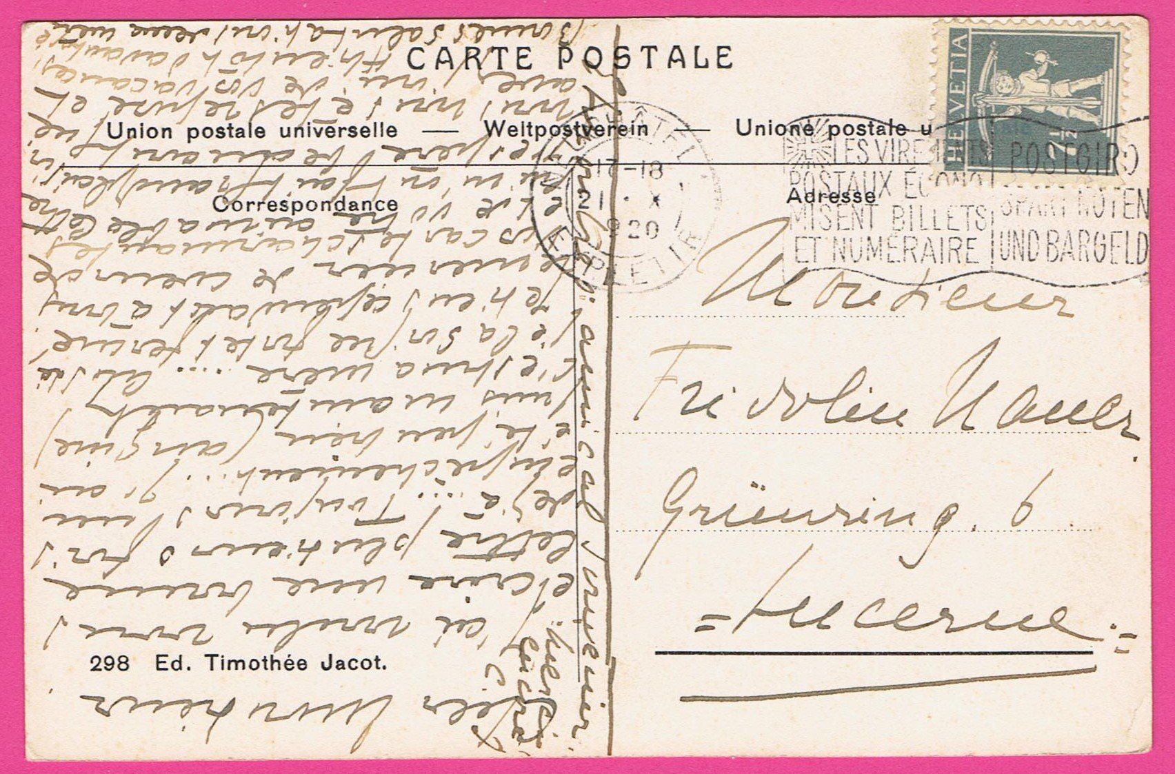 Cartoline postali: Neuchâtel gel 1920 Château et Collégiale – Usato da Einsiedeln venduto da dillie 1