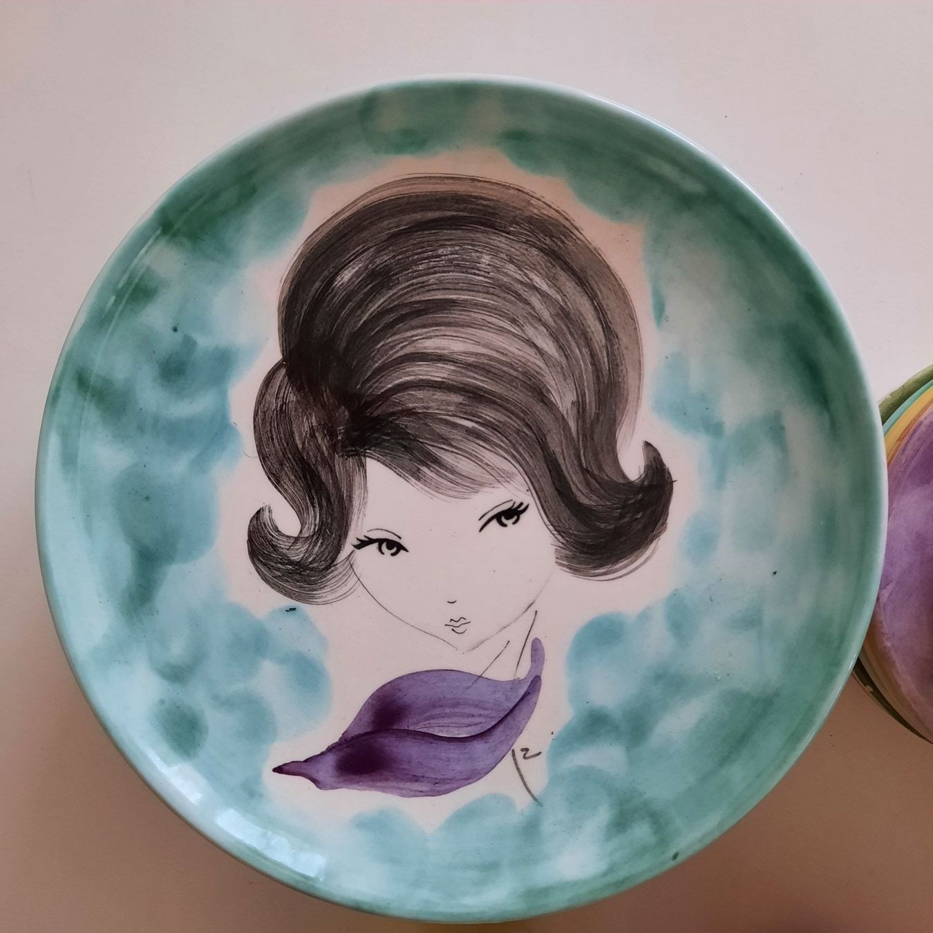 Set di piatti: 6 TLG. VINTAGE KAFFEESERVICE, HANDBEMALT – Usato da Hinwil venduto da Wuschi40 2
