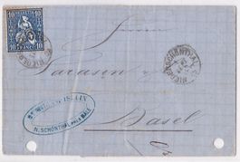 Fingerhutstempel Niederschönthal 1864 Faltbrief ZNr. 31