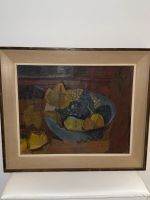 Peinture à l’huile double-face signée – nature morte & scène