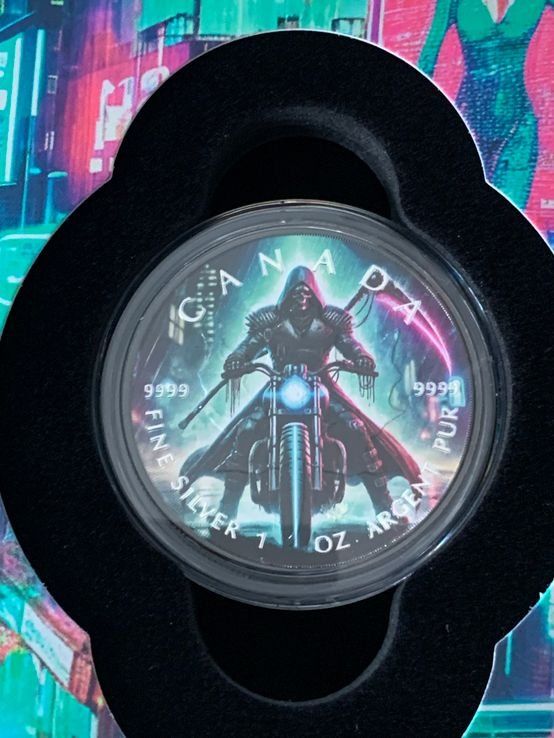 Tutti le monete: Grim Reaper Cyberpunk 2024 Maple Leaf 1oz SILBER -COLOR EDIT – Nuovo (secondo la descrizione) da Wetzikon ZH venduto da Nicki6 2