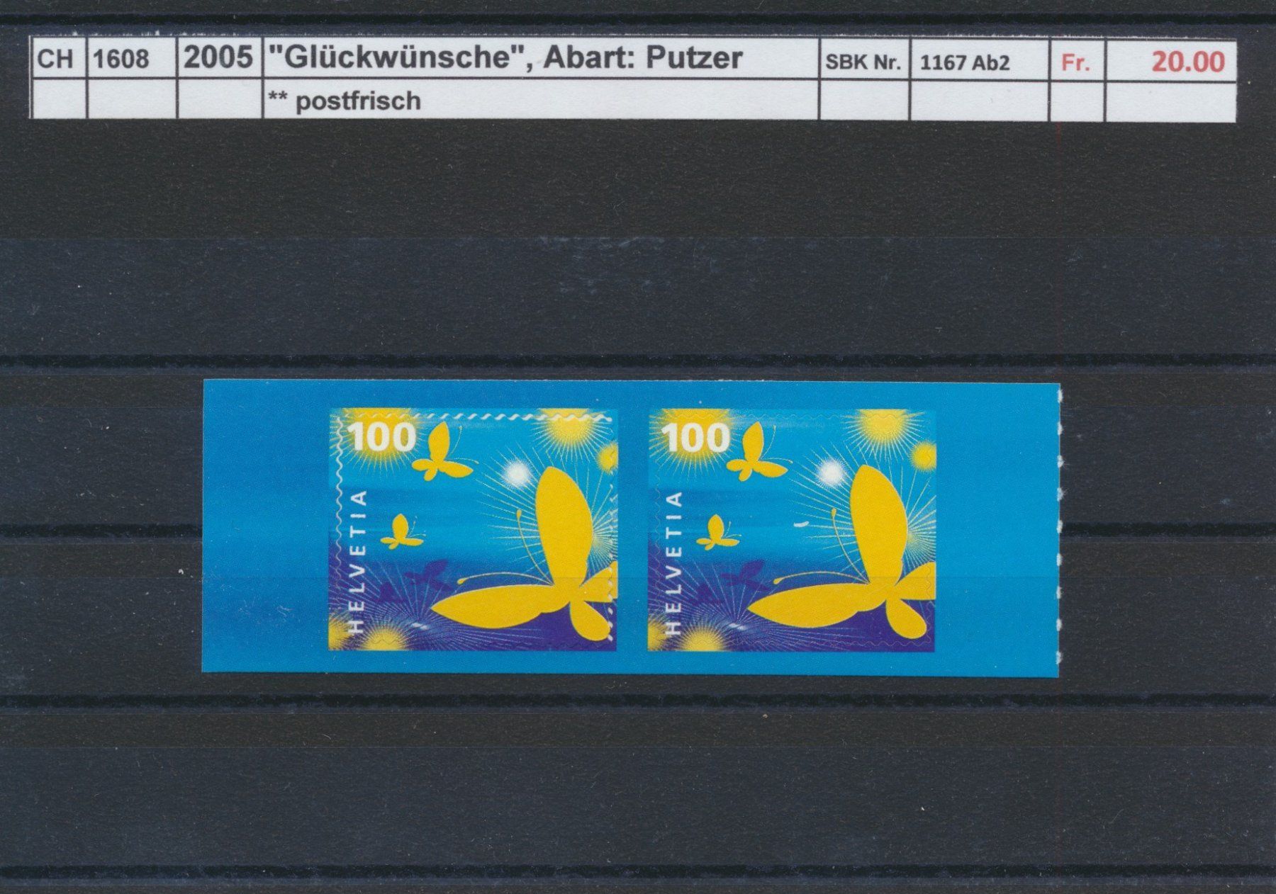 Alle Briefmarken: 2005 "Glückwünsche", Abart: Putzer, ** postfrisch – Neu (gemäss Beschreibung) aus Winterthur von Zupogeru