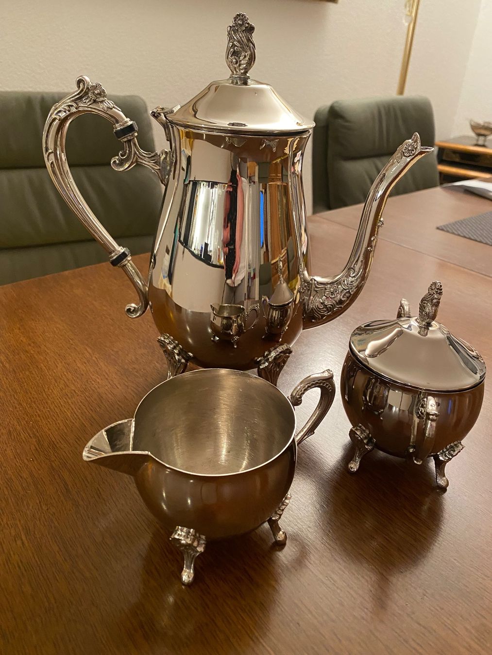 Set di piatti: Elegantes Tee-Set versilbert, 3-teilig, Vintage Stil, – Nuovo (secondo la descrizione) da Illnau venduto da Sniwi67 1
