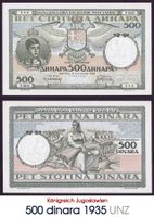 50 Dinar 1935 Jugoslawien UNZ