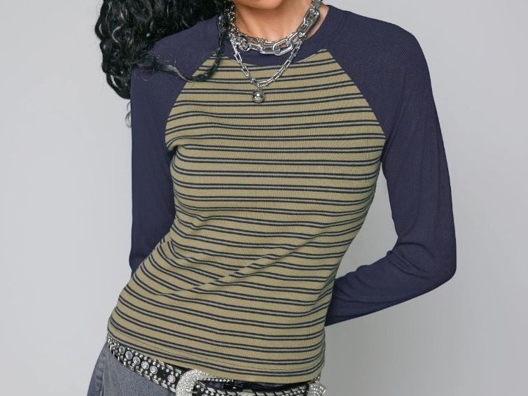 Tops: RIB ROUND NECK CONTRASTING STRIPE TOP – Neu (gemäss Beschreibung) aus Vuisternens-Romont von gol_xp6p 2