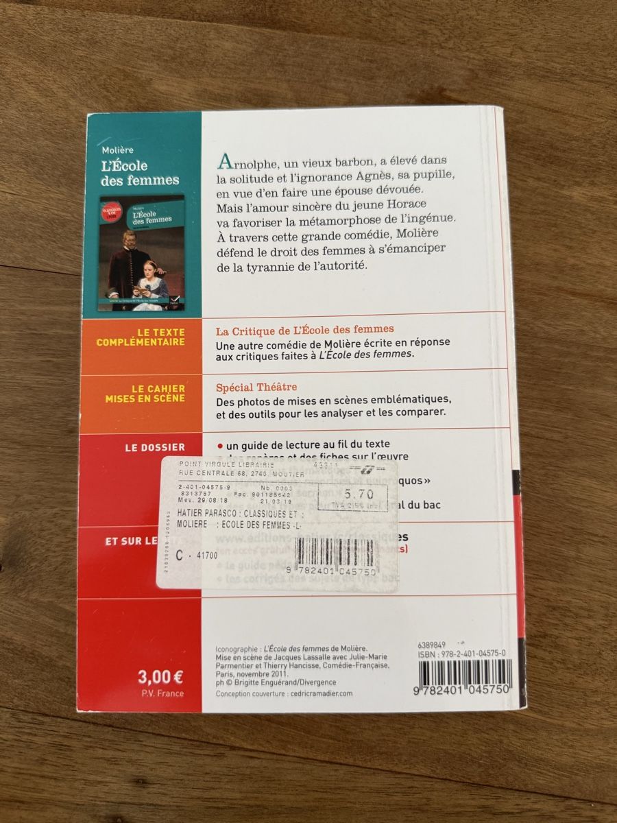 Libri: L’école des femmes - Molière – Usato da Moutier venduto da Sparrow2002 1